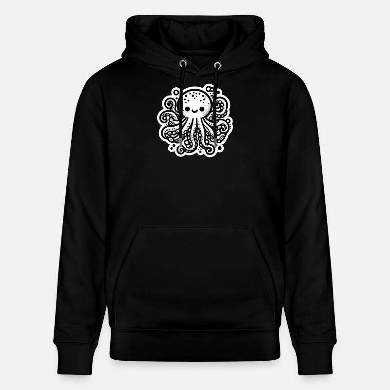 Octopus Octopus Blanc Autocollant - Sweat à capuche bio CRUISER Stanley/Stella Unisexe - noir