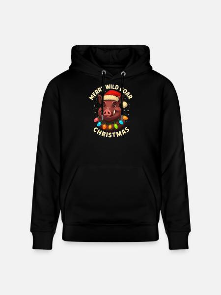 Wild Boar Christmas Hunter Gift Hunting - Stanley/Stella CRUISER Unisex Organic Hoodie - black