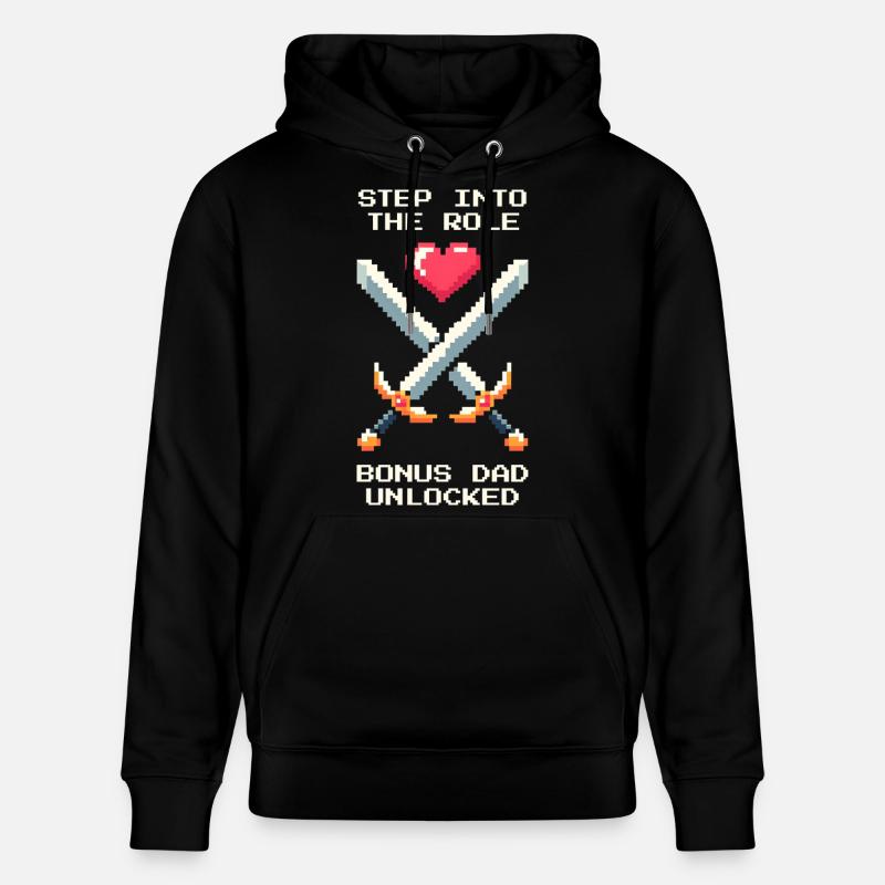 Bonus-Papa freigeschaltet | Stiefvater Patchwork - Stanley/Stella Unisex Bio-Hoodie CRUISER  - Schwarz