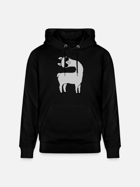 Lama looks crooked - Stanley/Stella CRUISER Unisex Organic Hoodie - black