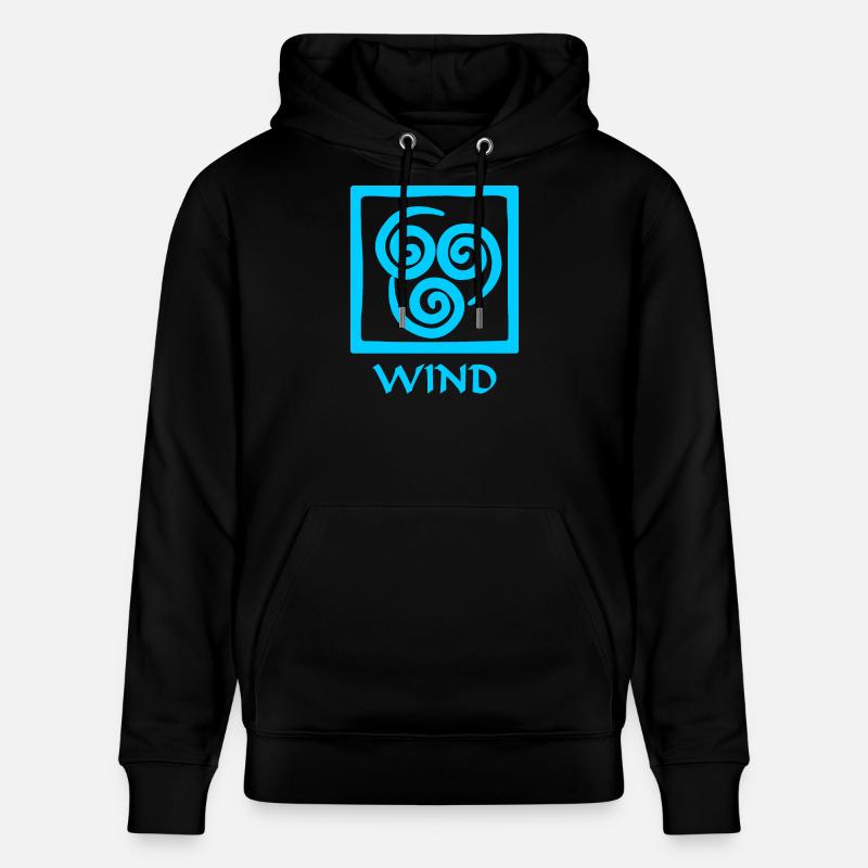 Symbole du texte bleu vent 'WIND' - Sweat à capuche bio CRUISER Stanley/Stella Unisexe - noir