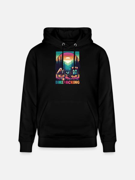 Bikepacking Sunset Adventure - Stanley/Stella CRUISER Unisex Organic Hoodie - black