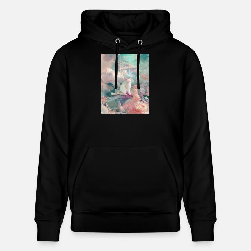 Chat pastel dans Dreamscape - Sweat à capuche bio CRUISER Stanley/Stella Unisexe - noir