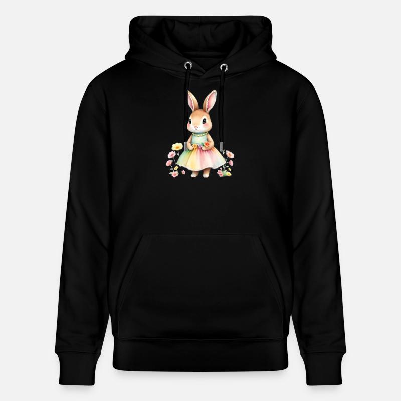 Lapin pastel en robe arc-en-ciel - Sweat à capuche bio CRUISER Stanley/Stella Unisexe - noir
