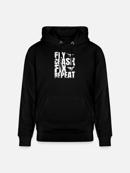 Fly_Crash_Fix_Repeat - Stanley/Stella CRUISER Unisex Organic Hoodie - black
