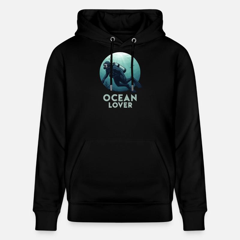 Ocean Lover Diver - Stanley/Stella CRUISER Unisex Organic Hoodie - black