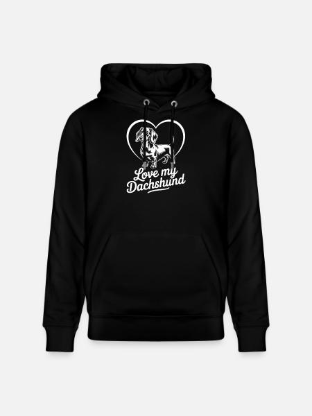 Dackel Herz Liebe Shirt - Stanley/Stella Unisex Bio-Hoodie CRUISER - Schwarz