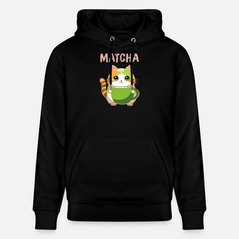 Chat Matcha - Sweat à capuche bio CRUISER Stanley/Stella Unisexe - noir