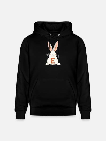 E Letter - Bunny - Personalizable - Stanley/Stella CRUISER Unisex Organic Hoodie - black