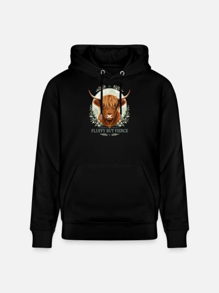 Fluffy but Fierce Highlander Collection - Stanley/Stella CRUISER Unisex Organic Hoodie - black