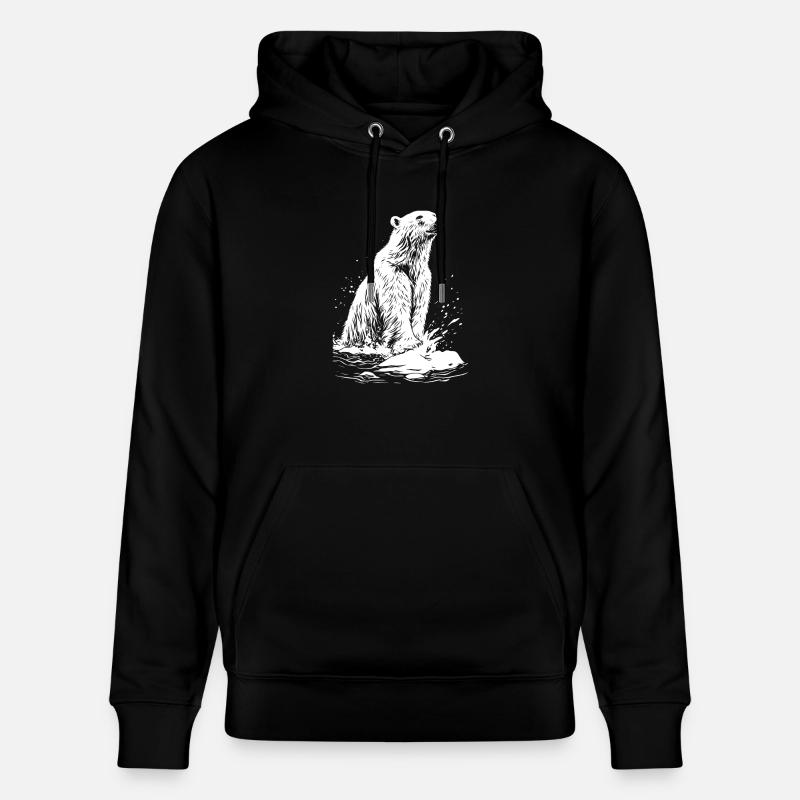 Ours blanc - Sweat à capuche bio CRUISER Stanley/Stella Unisexe - noir