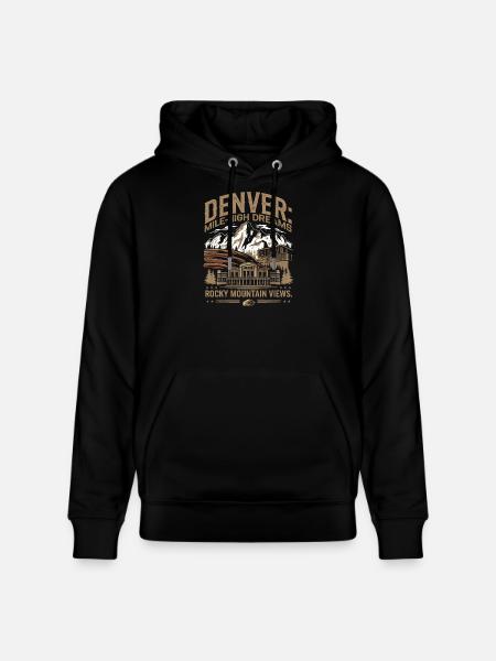 Denver: Mile-High Dreams, Rocky Mountain Views - Stanley/Stella CRUISER Unisex Organic Hoodie - black
