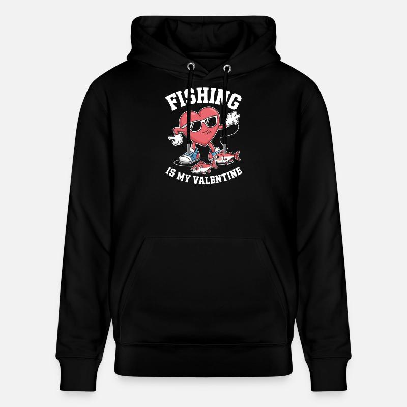 La pêche, c’est ma Saint-Valentin - Sweat à capuche bio CRUISER Stanley/Stella Unisexe - noir
