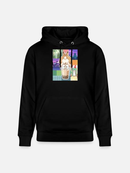 Cute Bunny Funny Boba Bubble Tea - Stanley/Stella CRUISER Unisex Organic Hoodie - black