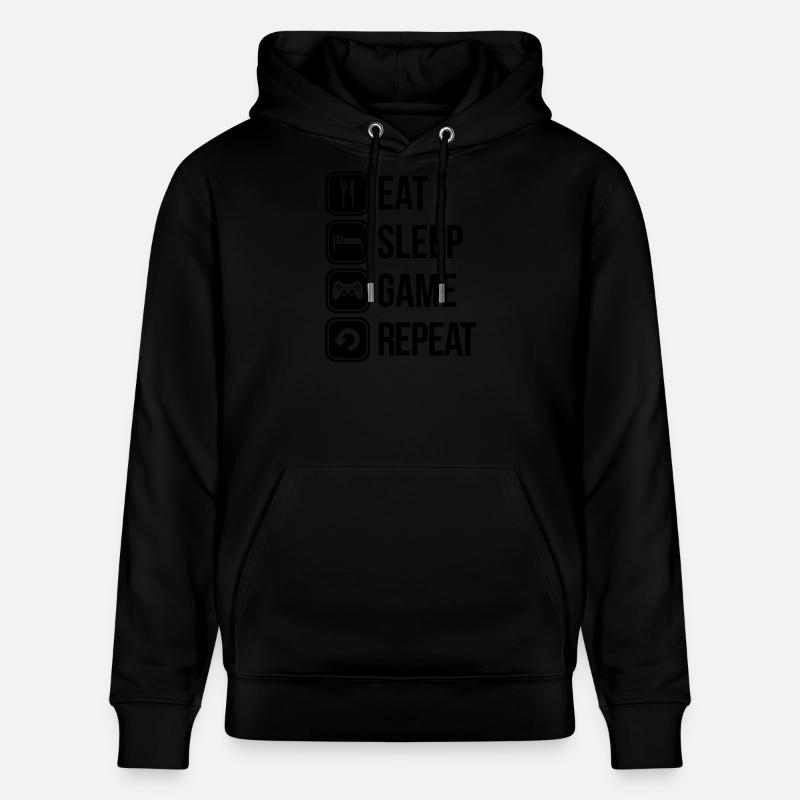 eat sleep game repeat - Sweat à capuche bio CRUISER Stanley/Stella Unisexe - noir