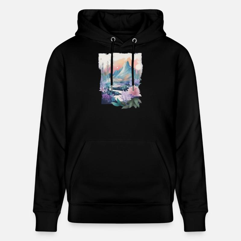 Paysage fleuri - Sweat à capuche bio CRUISER Stanley/Stella Unisexe - noir