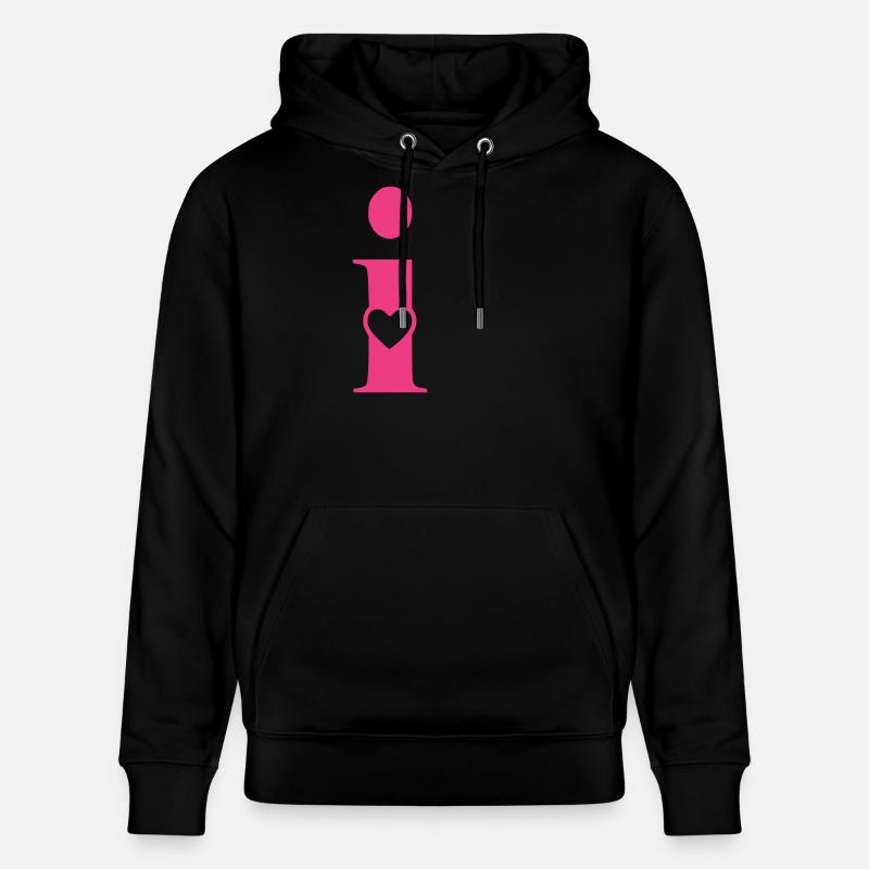 Buchstabe i Anfangsbuchstabe mit Herz - Stanley/Stella Unisex Bio-Hoodie CRUISER  - Schwarz