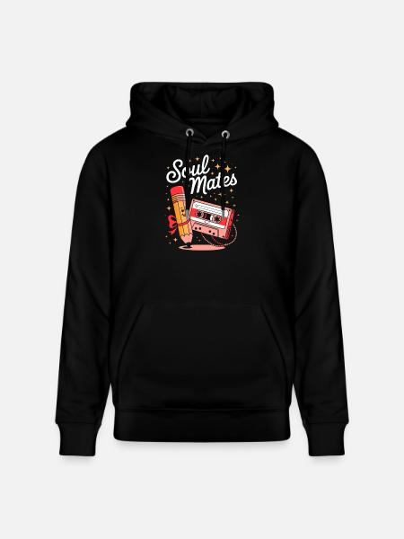 Soul Mates - Cassette Mixtape - Stanley/Stella CRUISER Unisex Organic Hoodie - black