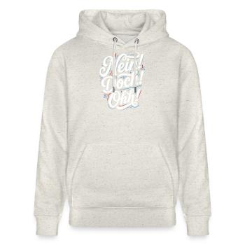 Nein Doch Ohh Typo-Statement - Stanley/Stella Unisex Bio-Hoodie CRUISER  - Beige meliert - Vorne - Alina (178cm) & Michal (187cm)