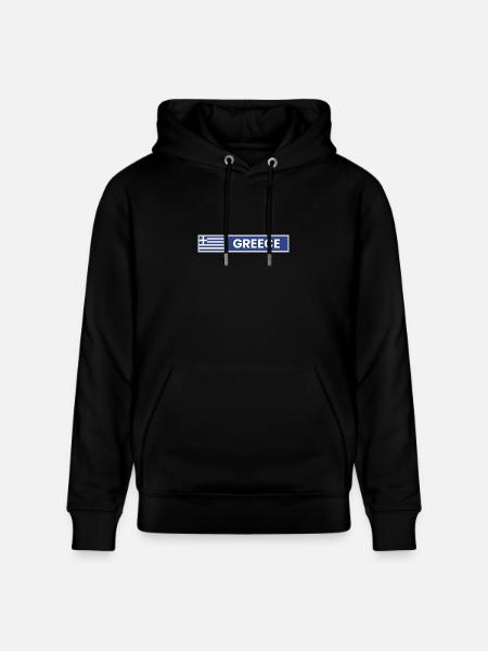 Greece National Flag - Stanley/Stella CRUISER Unisex Organic Hoodie - black