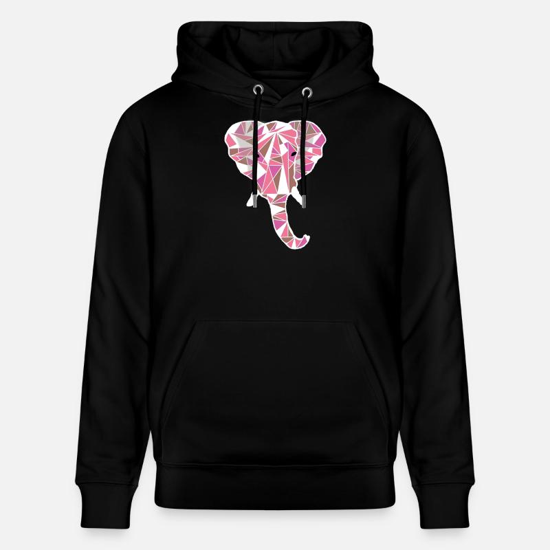 tête d’éléphant rose - Sweat à capuche bio CRUISER Stanley/Stella Unisexe - noir