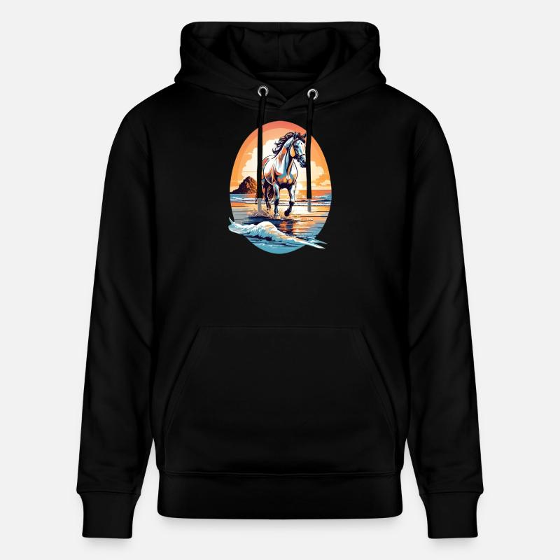Cheval sur la plage - Sweat à capuche bio CRUISER Stanley/Stella Unisexe - noir