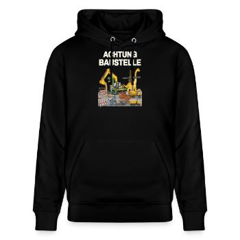 Dinosaurier Baustelle - Stanley/Stella Unisex Bio-Hoodie CRUISER  - Schwarz - Vorne - Alina (178cm) & Michal (187cm)