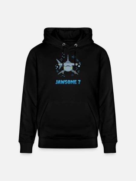 Jawsome 7 Hammerhead Shark Birthday - Stanley/Stella CRUISER Unisex Organic Hoodie - black
