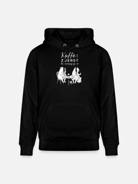 Kaffee zuerst Bärenhumor - Stanley/Stella Unisex Bio-Hoodie CRUISER - Schwarz