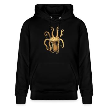 tintenfisch giant octopus krake kalmar sepien fish - Stanley/Stella Unisex Bio-Hoodie CRUISER  - Schwarz - Vorne - Alina (178cm) & Michal (187cm)