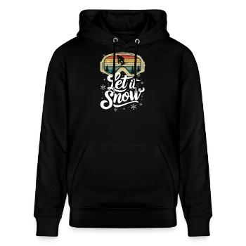 Let It Snow Ski Winterlandschaft Schneelandschaft - Stanley/Stella Unisex Bio-Hoodie CRUISER  - Schwarz - Vorne - Alina (178cm) & Michal (187cm)
