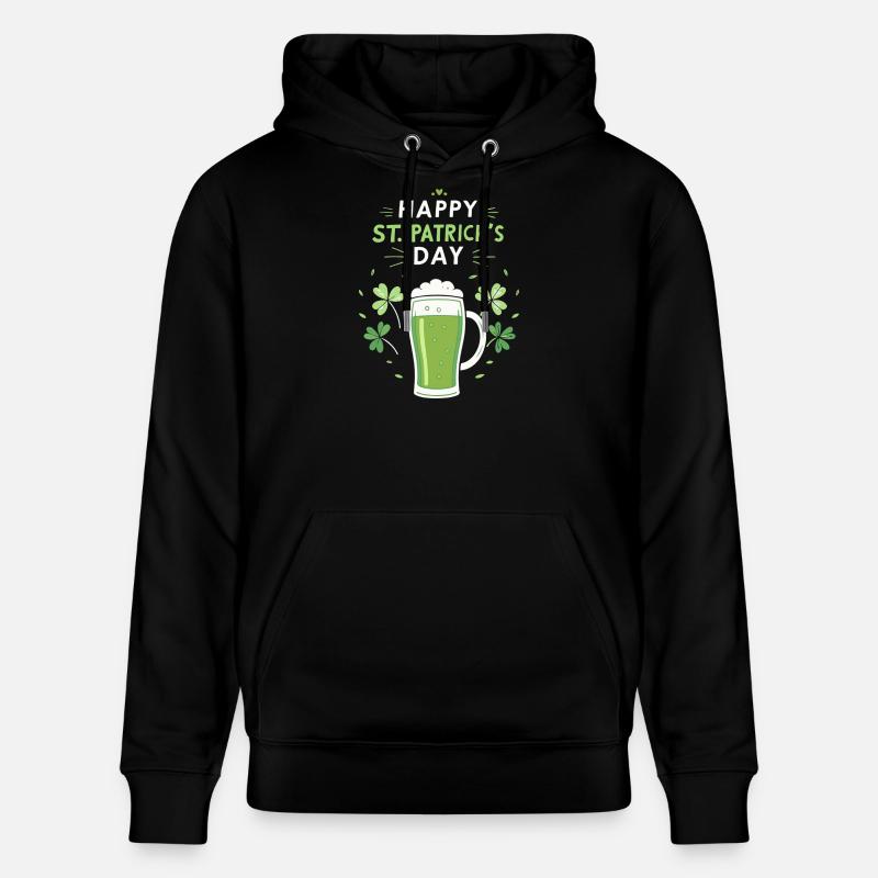 Verre vert Saint-Patrick et trèfles - Sweat à capuche bio CRUISER Stanley/Stella Unisexe - noir