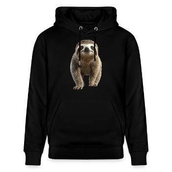 Faultier - Stanley/Stella Unisex Bio-Hoodie CRUISER  - Schwarz - Vorne - Alina (178cm) & Michal (187cm)