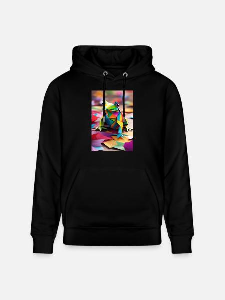 Prism Hop - Origami Frog - Stanley/Stella CRUISER Unisex Organic Hoodie - black