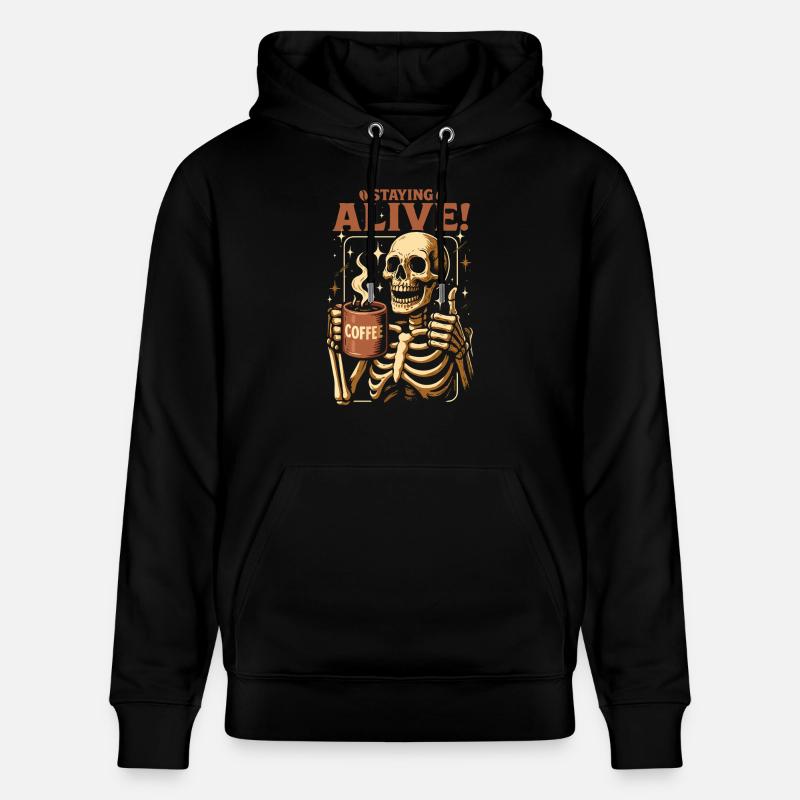 Café squelette Staying Alive - Sweat à capuche bio CRUISER Stanley/Stella Unisexe - noir