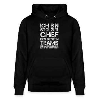 Stolzer Chef Des Besten Teams Shirt Geschenkt Boss - Stanley/Stella Unisex Bio-Hoodie CRUISER  - Schwarz - Vorne - Alina (178cm) & Michal (187cm)