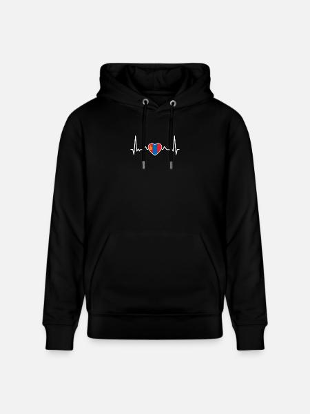 Mongolia Heartbeat Mongolian Flag Mongol - Stanley/Stella CRUISER Unisex Organic Hoodie - black