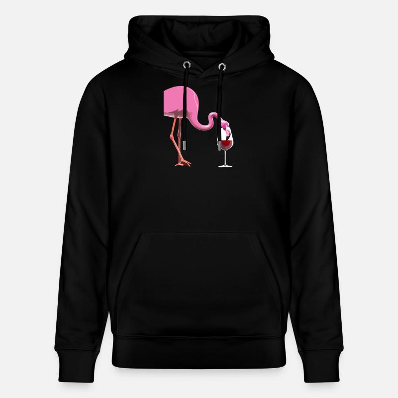 Flamingo mit Weinglas - Stanley/Stella Unisex Bio-Hoodie CRUISER - Schwarz