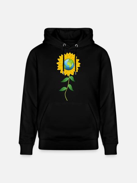 Planet Earth and sunflower - Stanley/Stella CRUISER Unisex Organic Hoodie - black
