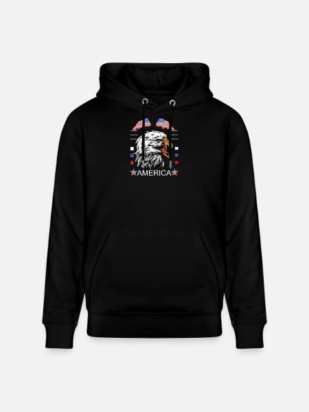 Aigle américain avec motif de drapeau - Sweat à capuche bio CRUISER Stanley/Stella Unisexe - noir