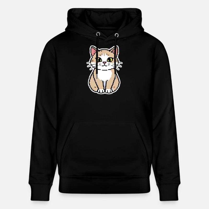 Art pixel chat - Sweat à capuche bio CRUISER Stanley/Stella Unisexe - noir