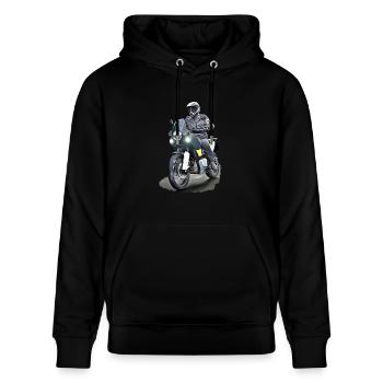 Poster Adventure Biker - Stanley/Stella Unisex Bio-Hoodie CRUISER  - Schwarz - Vorne - Alina (178cm) & Michal (187cm)