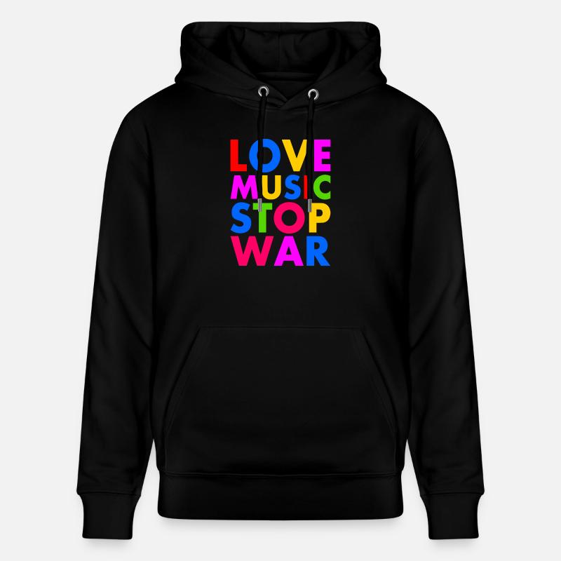 Love music stop war - Sweat à capuche bio CRUISER Stanley/Stella Unisexe - noir
