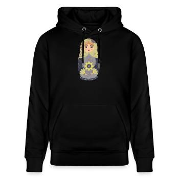 Traditionelle russische Matroschka Puppe - Stanley/Stella Unisex Bio-Hoodie CRUISER  - Schwarz - Vorne - Alina (178cm) & Michal (187cm)