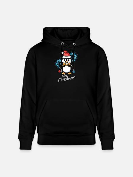 Weihnachtspinguin mit Schneeflocken - Stanley/Stella Unisex Bio-Hoodie CRUISER - Schwarz