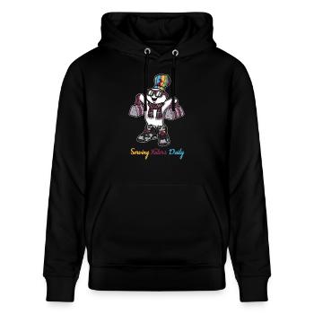 Serving Haters Daily - Stanley/Stella CRUISER Unisex Organic Hoodie - black - Front - Alina (178cm) & Michal (187cm)