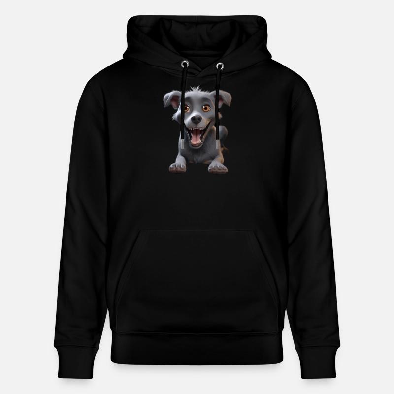 Aventure du chiot gris souriant - Sweat à capuche bio CRUISER Stanley/Stella Unisexe - noir