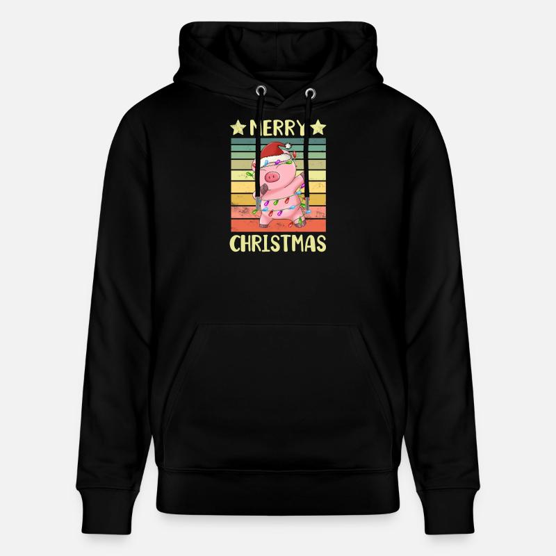 Joyeux Noël Cochon - Sweat à capuche bio CRUISER Stanley/Stella Unisexe - noir