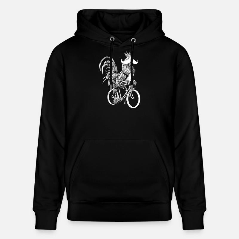 Rooster & Bicycles - weiße Version - Stanley/Stella Unisex Bio-Hoodie CRUISER  - Schwarz