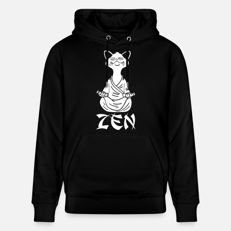 Chat blanc zen - Sweat à capuche bio CRUISER Stanley/Stella Unisexe - noir